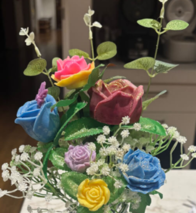 Wax flower bouquet made at Web of Life